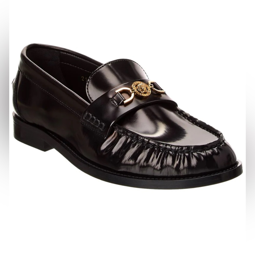 Versace Leather Black Loafers Size 35/Us5.5 New In Box Msrp-898